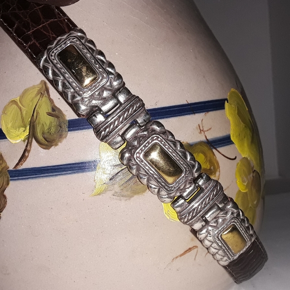 Brighton Vtg. Brown faux croc leather belt - EUC - Picture 3 of 15
